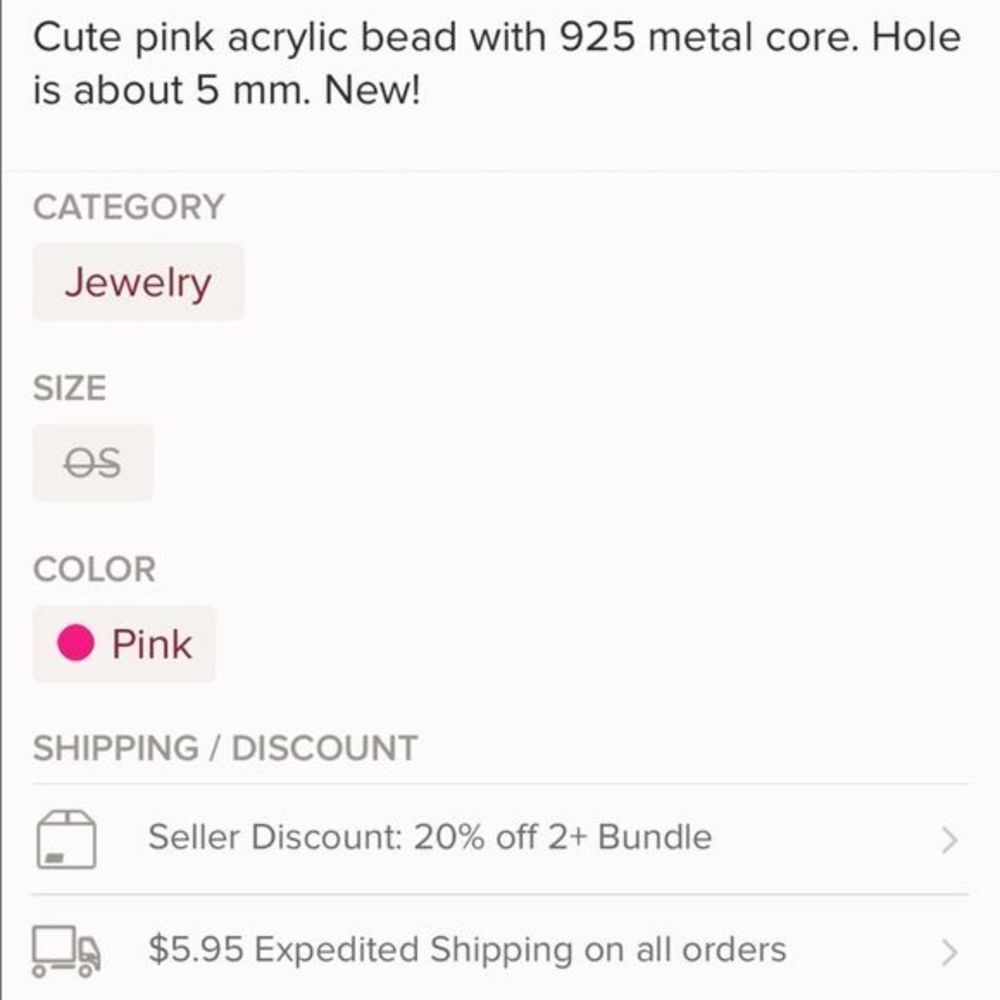 Pink 925 Bead - Picture 3 of 3
